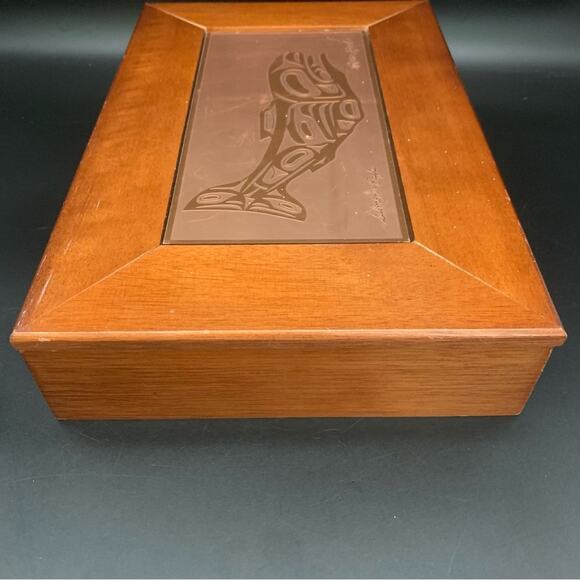Vintage Roxana Leask Copper 11.5” Keepsake Whale Box Alaskan Art - Picture 8 of 15